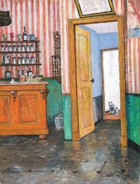 Cafe-interieur (1912) Oil Painting by Louis Thevenet