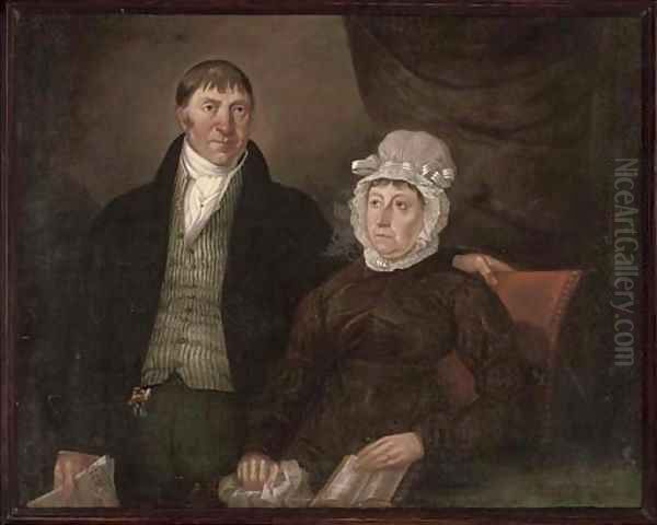 Portrait of a husband and wife Oil Painting by English Provincial School