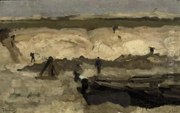 Canal Workers In The Dunes Oil Painting by Willem Bastiaan Tholen