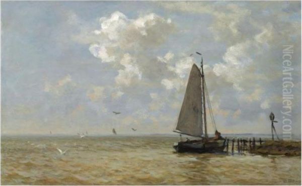 Shipping On The Zuiderzee Oil Painting by Willem Bastiaan Tholen