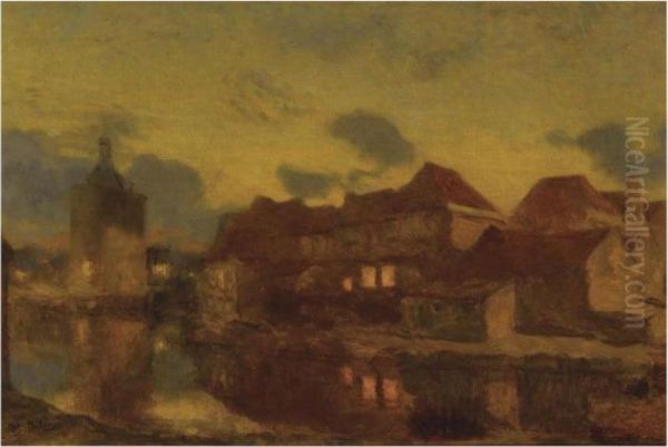 A View Of Enkhuizen At Dusk Oil Painting by Willem Bastiaan Tholen