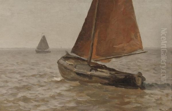 Sailing In Summer Oil Painting by Willem Bastiaan Tholen