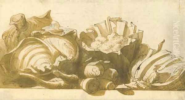 Cauliflowers, cabbages and turnips on a ledge Oil Painting by Frans Snyders