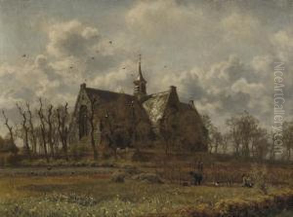 Kerk, Oegstgeest: The Green Church, Oegstgeest Oil Painting by Willem Bastiaan Tholen