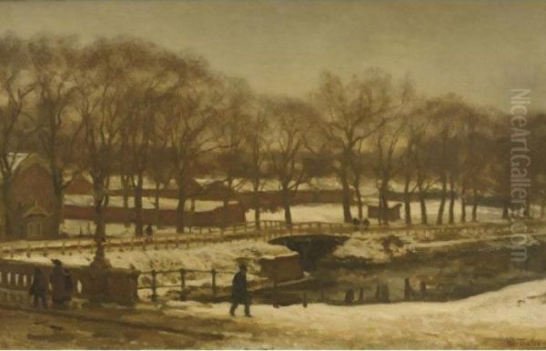 A Winter's Day Oil Painting by Willem Bastiaan Tholen