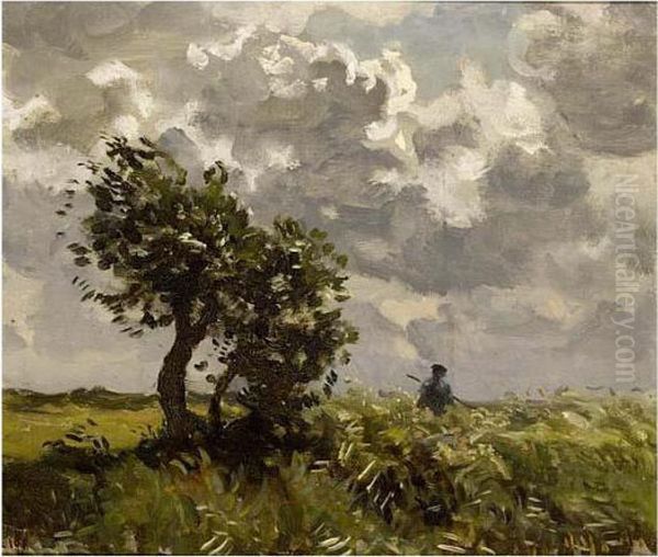 A Hunter In A Landscape Oil Painting by Willem Bastiaan Tholen