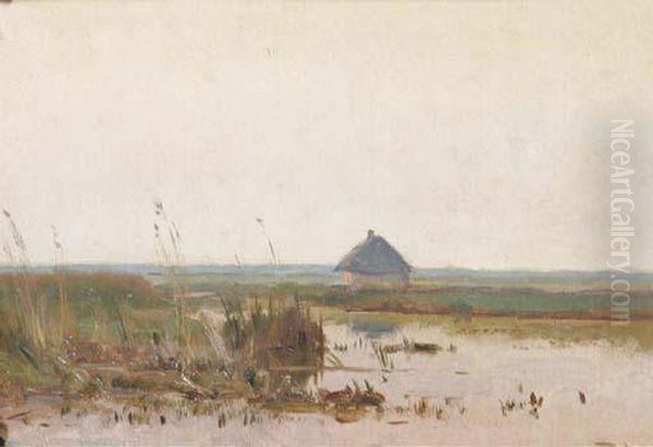 Polder At Dusk Oil Painting by Willem Bastiaan Tholen