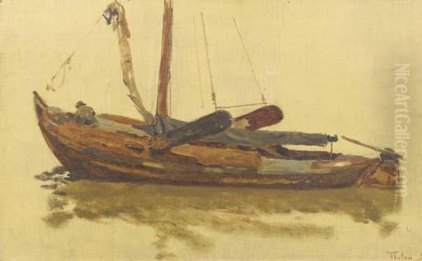 A Barge - A Study Oil Painting by Willem Bastiaan Tholen