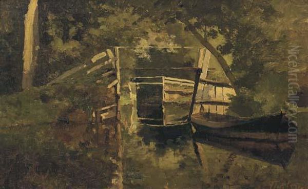 A Bridge In Giethoorn Oil Painting by Willem Bastiaan Tholen