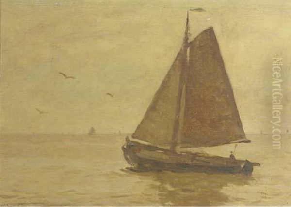 Sailing On Open Water Oil Painting by Willem Bastiaan Tholen