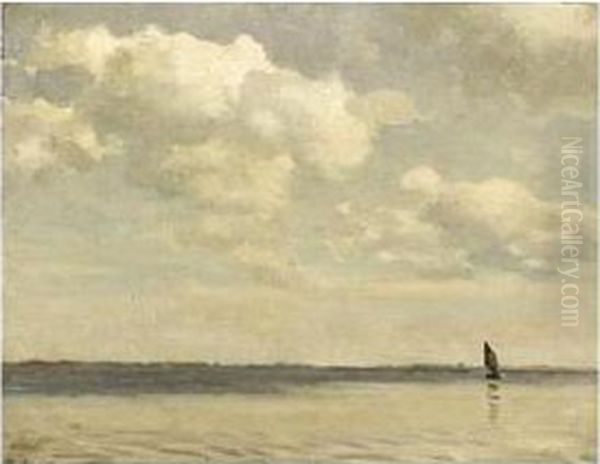 A Sailing Boat On The Zuiderzee Oil Painting by Willem Bastiaan Tholen