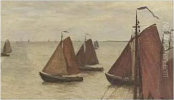 Sailing Boats On The Zuiderzee Oil Painting by Willem Bastiaan Tholen