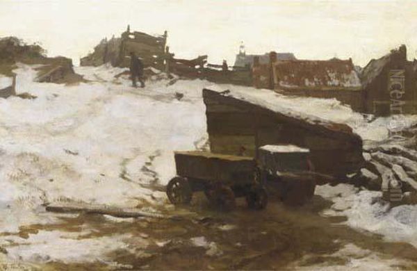 Winter: Scheveningen Beach In The Snow Oil Painting by Willem Bastiaan Tholen