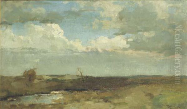 A Dune Landscape - A Study Oil Painting by Willem Bastiaan Tholen