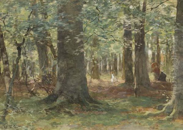 Playing In The Woods Oil Painting by Willem Bastiaan Tholen