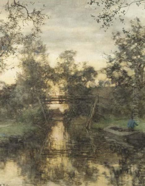 A Bridge In Giethoorn Oil Painting by Willem Bastiaan Tholen