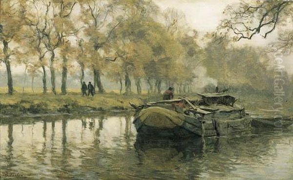 A Walk Along A Canal In Autumn Oil Painting by Willem Bastiaan Tholen