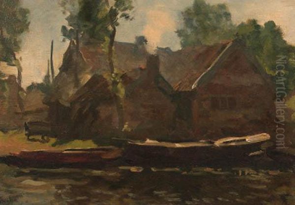 A Farm Along A Canal In Giethoorn Oil Painting by Willem Bastiaan Tholen