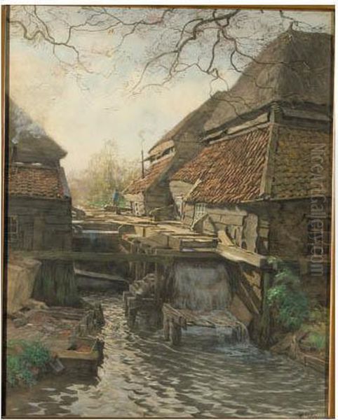 A Papermill Oil Painting by Willem Bastiaan Tholen