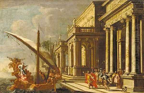 The meeting of Antony and Cleopatra Oil Painting by Jacobus Saeys