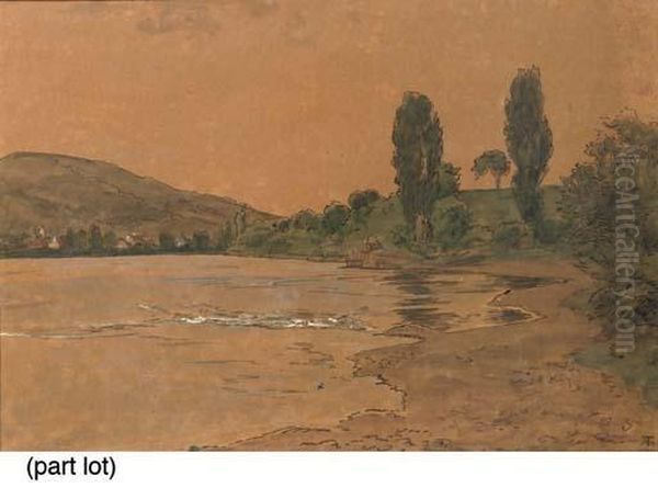 View Of A Lake Oil Painting by Hans Thoma