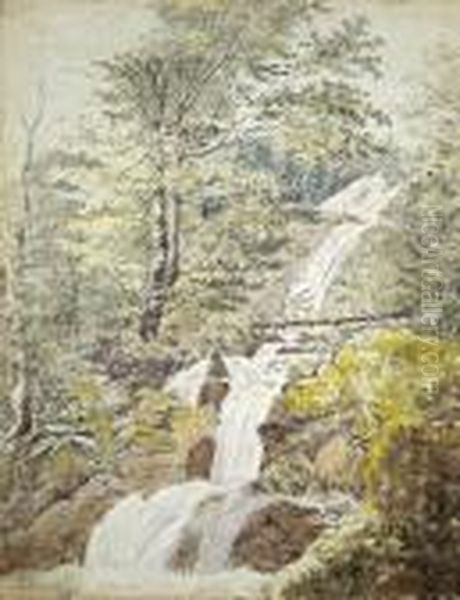 Triberger Wasserfall Im Badischen Schwarzwald Oil Painting by Hans Thoma