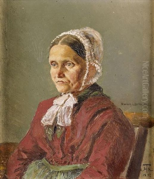 Portrat Einer Alten Frau In Bauerntracht. Oil Painting by Hans Thoma