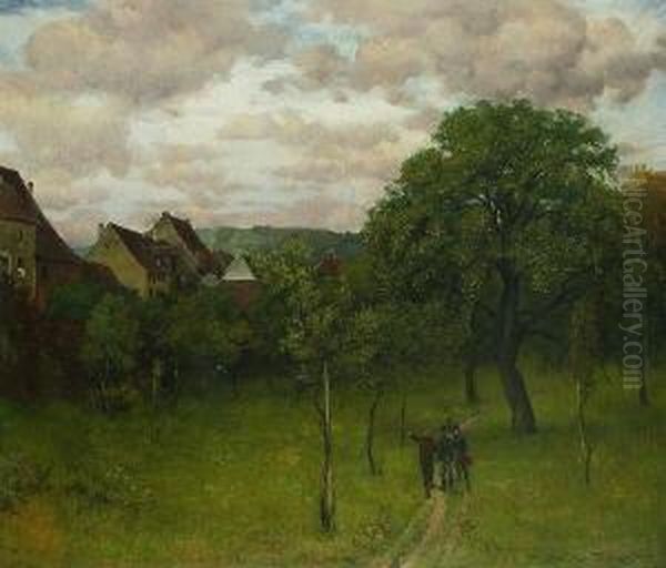 Vor Dem Dorfe. Oil Painting by Hans Thoma