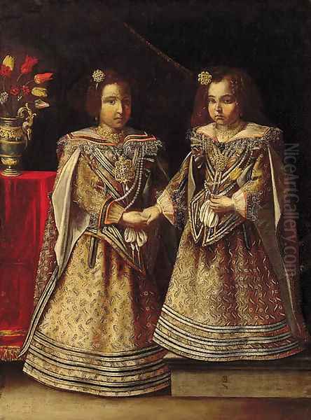 Portrait of two girls Oil Painting by North-Italian School