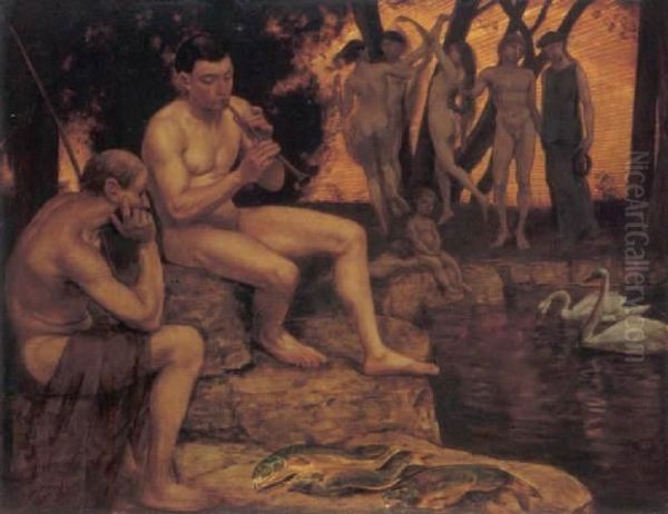 Tanzende Numphen Oil Painting by Hans Thoma