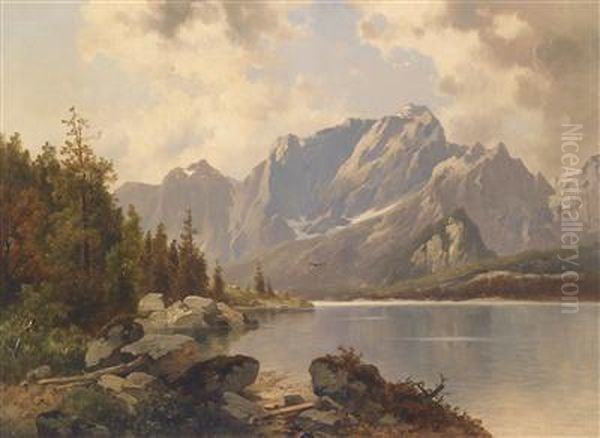 View Of The Weissenfelssee Oil Painting by Josef Thoma