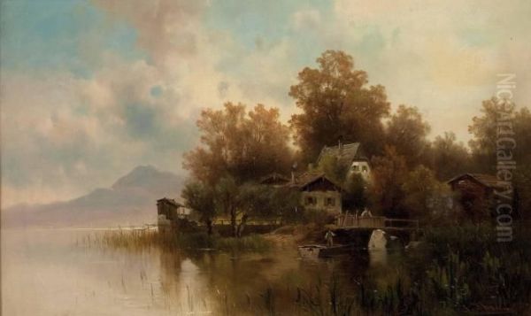 Frauenworth Am Chiemsee In Bayern Oil Painting by Josef Thoma