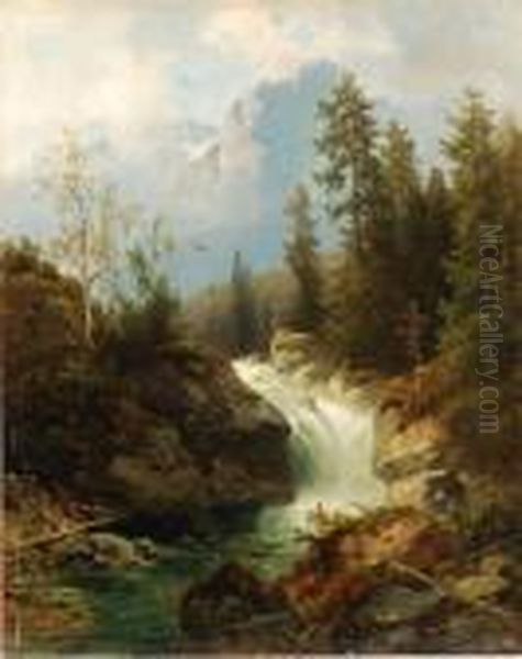 Paesaggi Con Torrenti Nell'engadina Oil Painting by Josef Thoma