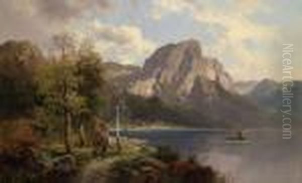 Am Grundlsee Oil Painting by Josef Thoma