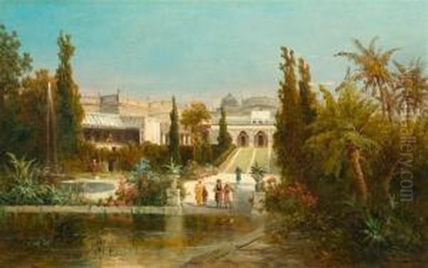 Garden In Constantinople. Oil Painting by Josef Thoma