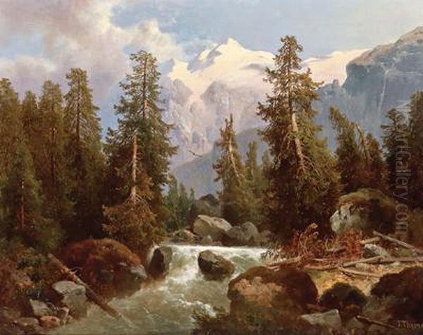 Gebirgslandschaft Oil Painting by Josef Thoma