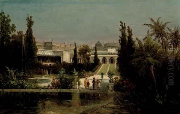 Garden In Constantinople Oil Painting by Josef Thoma