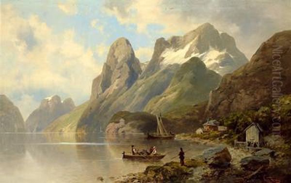 Eine Fjordlandschaft Oil Painting by Josef Thoma