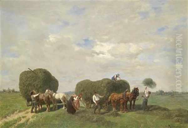 Hay Harvest Oil Painting by Desire Tomassin