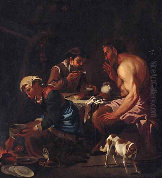 The satyr and the peasant Oil Painting by North-Italian School