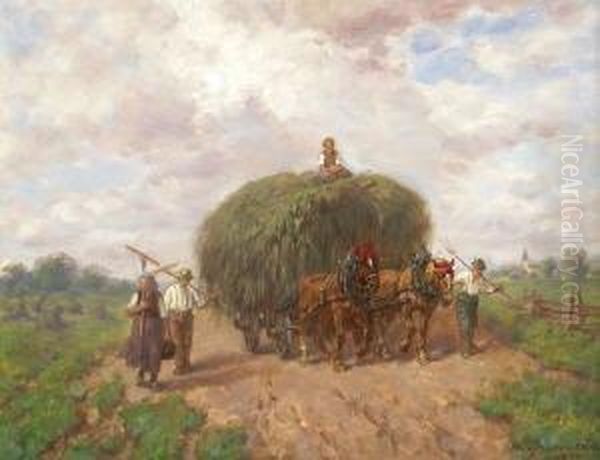 Bauern Auf Dem Heimweg Von Der
 Heuernte. Oil Painting by Desire Tomassin