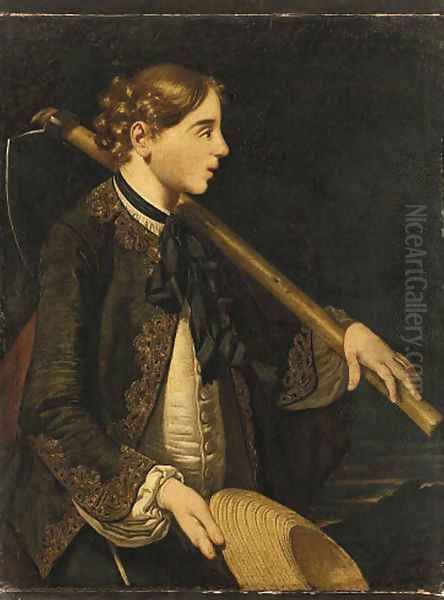 A young Man with a Hoe Oil Painting by North-Italian School