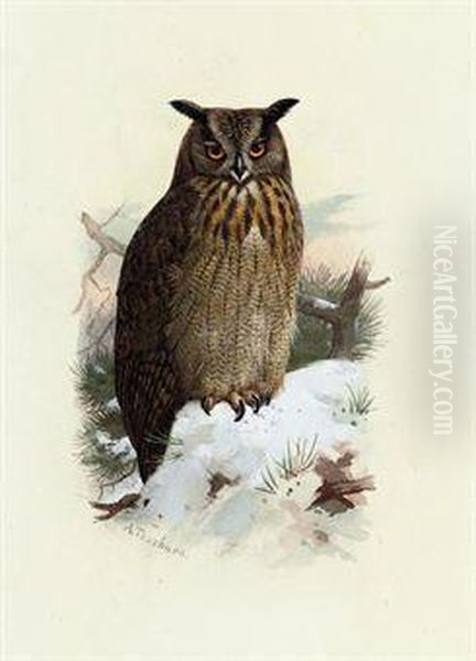 Eagle-owl Oil Painting by Archibald Thorburn