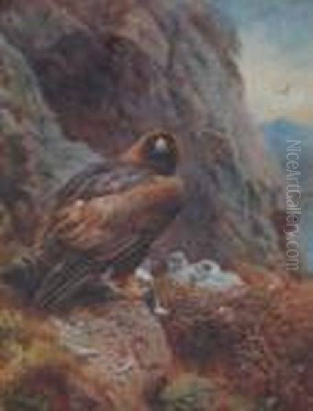 Grouse Withdeer In The Distance Oil Painting by Archibald Thorburn