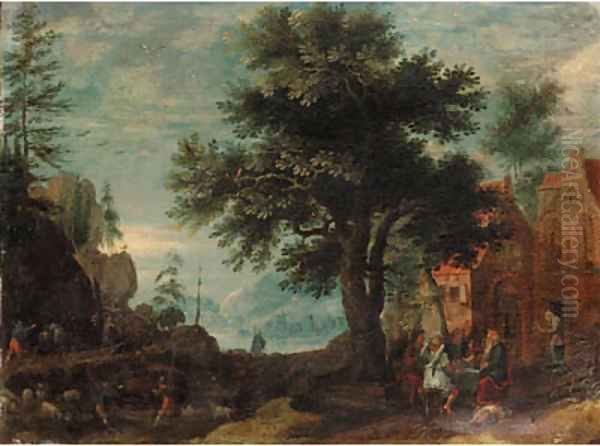 Abraham and the Angels Oil Painting by Roelandt Jacobsz Savery