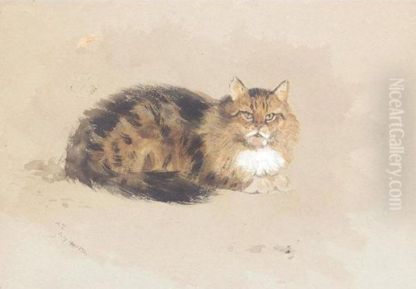 Study Of A Cat Oil Painting by Archibald Thorburn