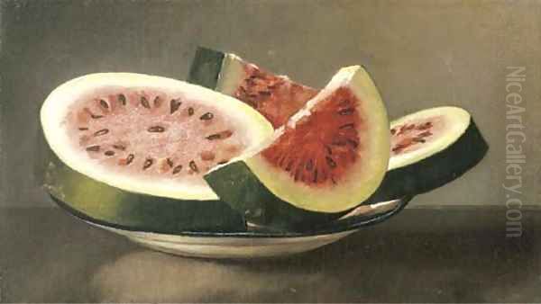 Still Life with Watermelon Oil Painting by American School