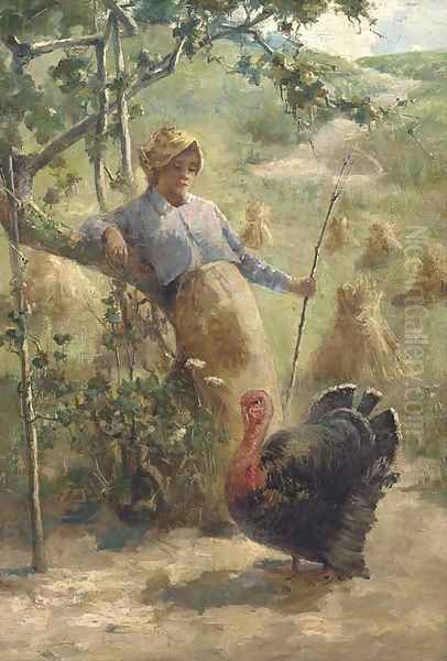 The prize turkey Oil Painting by American School