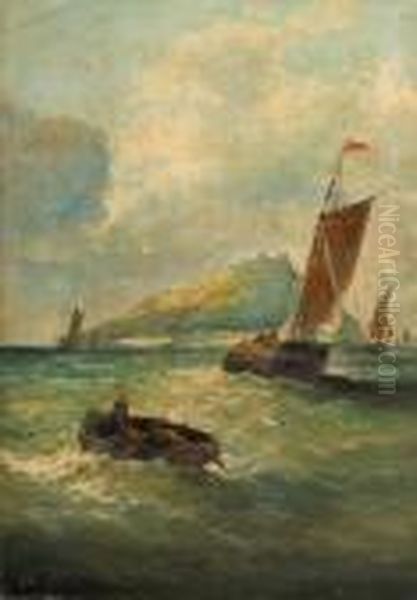 'off St. Michaels's Cornwall' Oil Painting by William A. Thornley Or Thornber