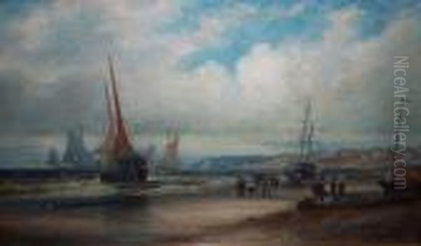 Fishing Boats Returning Home Oil Painting by William A. Thornley Or Thornber